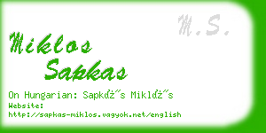 miklos sapkas business card